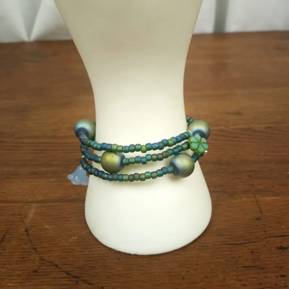 HANDMADE Peacock Druzy Bracelet. OS